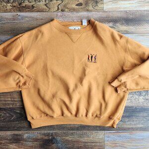 Vintage STUDIO UMEN Embroidered Fleece Lined Hip Hop Sweatshirt Orange